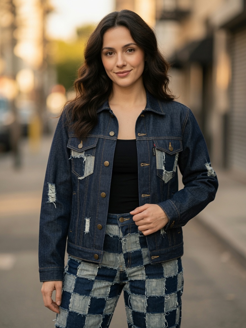 Stitchwork Denim Set